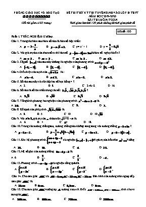 Đề thi thử kì thi tuyển sinh vào Lớp 10 THPT môn Toán - Mã đề 103 - Năm học 2019-2020 (Có đáp án)